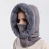 Winter Fur Hooded Mask Set For Women Knitted Cashmere Neck Warmer Windproof Balaclava Ski Hat 5