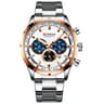 Multifunction Waterproof Watch Stainless Steel Business Calendar Wristwatch 12