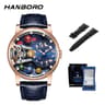 Men's Automatic Mechanical Skeleton Watch with Starry Sky Dial and Luminous Details