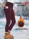 High Waisted Fleece Lined Winter Leggings for Women with Pockets
