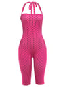 Women's Polka Dot Halter Romper with Backless Design and High Waist