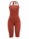 Women's Polka Dot Halter Romper with Backless Design and High Waist