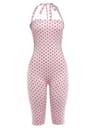 Women's Polka Dot Halter Romper with Backless Design and High Waist