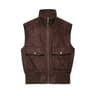 Women's Suede-Texture Zip-Up Vest with Stand Collar and Pockets