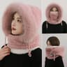 Womens Thermal Plush Hood Hat Scarf And Face Mask For Winter Outdoor Wear 7