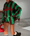 Women's Striped Jacquard Knit Matching Set with Sleeveless Top and Shorts