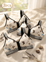 3-Piece Women's Front Closure Wireless Bra Set with Unlined Cups