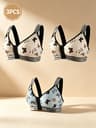 3-Piece Women's Front Closure Wireless Bra Set with Unlined Cups