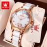 Women's Automatic Mechanical Watch with Ceramic Band and Date Display
