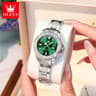 Women's Luxury Quartz Watch with Diamond-Style Dial and Stainless Steel Bracelet