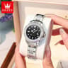 Women's Luxury Quartz Watch with Diamond-Style Dial and Stainless Steel Bracelet