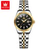 Women's Stainless Steel Quartz Watch with Luminous Dial and Auto Date