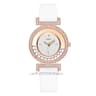 Women's Minimalist Quartz Watch with Diamond-Style Dial and Leather Strap
