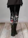 Women's Vintage Floral Print Fleece Leggings with Stretch Elastic Waist