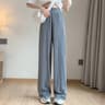 Women's High-Waisted Wide-Leg Pants Lightweight Striped Chiffon Ankle-Length Trousers