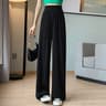 Women's High-Waisted Wide-Leg Pants Lightweight Striped Chiffon Ankle-Length Trousers