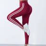 Women's High Waist Striped Yoga Leggings with Seamless Stretch Fit
