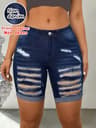 Women's High-Waisted Denim Print Capri Leggings – Stretchy Knee-Length Casual Pants