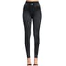 Women's High Waisted Striped Leggings with Faux Jeans Design and Booty Lifting Fit