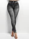 Plus Size Women's Denim Print Leggings with Vertical Stripes and High Stretch