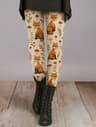 Women's Animal Print Fleece Leggings with Stretchy Mid-Rise Waist