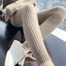 Women's Ribbed Knit Leggings Thick Stretchy Ankle-Length Pants