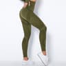Women's High Waisted Seamless Mesh Leggings with Striped Design