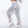 Women's High Waisted Seamless Mesh Leggings with Striped Design