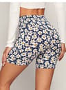 Women's High Waisted Floral Workout Shorts with Elastic Waistband