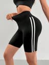 Womens High Waisted Yoga Shorts With Side Stripes And Tummy Control 7