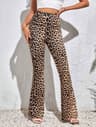 Womens Leopard Print High Waist Flared Yoga Leggings For Fitness 5