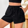 Womens Ribbed Casual Shorts With Adjustable Drawstring Waist And Pockets 6