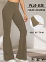 Women's Plus Size High Waisted Flare Leggings with Tummy Control