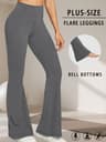 Women's Plus Size High Waisted Flare Leggings with Tummy Control