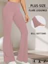 Women's Plus Size High Waisted Flare Leggings with Tummy Control