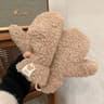 Women's Cute Bear Plush Winter Gloves with Soft Thickened Knit Design