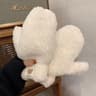 Women's Cute Bear Plush Winter Gloves with Soft Thickened Knit Design