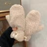 Women's Cute Bear Plush Winter Gloves with Soft Thickened Knit Design