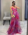 Summer Spring Off-Shoulder Lace Print Halter Dress Casual Party Holiday Dress V-Neck Floor-Length Polyester Fiber Dress