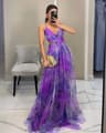 Summer Spring Off-Shoulder Lace Print Halter Dress Casual Party Holiday Dress V-Neck Floor-Length Polyester Fiber Dress