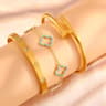 Lucky Four Leaf Clover Bracelet Gold Plated Stainless Steel Bracelet With Sparkling Zircon 4