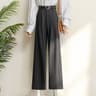 Office Lady Elegant High Waist Wide Leg Fashion Trousers with Pockets, New Burgundy Suits Pants for Women