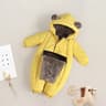Thickened Fleece Lined Double Layer Hooded Romper 0-2Y Winter Warm Kids Snowsuit with Bear Ears, Toddler Baby Girl Boy