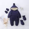Plus Velvet Hooded Newborn Baby Jumpsuit Warm Snowsuit for Baby Boys, Toddler Snow Suit Baby Girl Cotton Overalls Romper