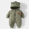 Warm Fur Lining Winter Baby Outwear Clothing Toddler Girl Boy Rompers Cartoon Bear Infant Jumpsuit Waterproof Snowsuit