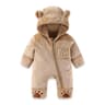 Infant Baby Girls Boy Winter Fleece Thickened Onesie 0-12M Newborn Baby Romper Bear Ear Hooded Jumpsuit with Pocket