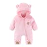 Infant Baby Girls Boy Winter Fleece Thickened Onesie 0-12M Newborn Baby Romper Bear Ear Hooded Jumpsuit with Pocket