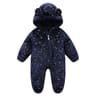 Autumn Winter Newborn Baby Footed Romper Warm Fleece Jumpsuit with Bear Ears Cute Star Cartoon Print One Piece Outfit