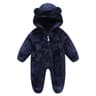 Autumn Winter Newborn Baby Footed Romper Warm Fleece Jumpsuit with Bear Ears Cute Star Cartoon Print One Piece Outfit