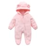 Autumn Winter Newborn Baby Footed Romper Warm Fleece Jumpsuit with Bear Ears Cute Star Cartoon Print One Piece Outfit